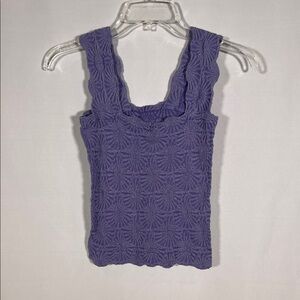 STRETCHY PURPLE FLORAL TEXTURED TANK TOP WOMENS XS/S